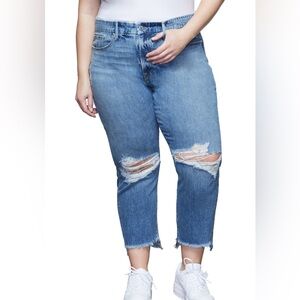 NWT Good American Good Girlfriend Straight Leg Jeans Distressed size 15 Women’s